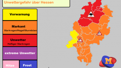 Unwetterwarnung über Hessen