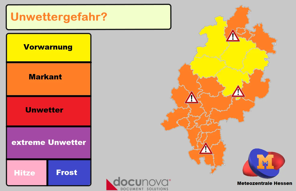 Wo droht heute in Hessen ein Unwetter oder Sturm?