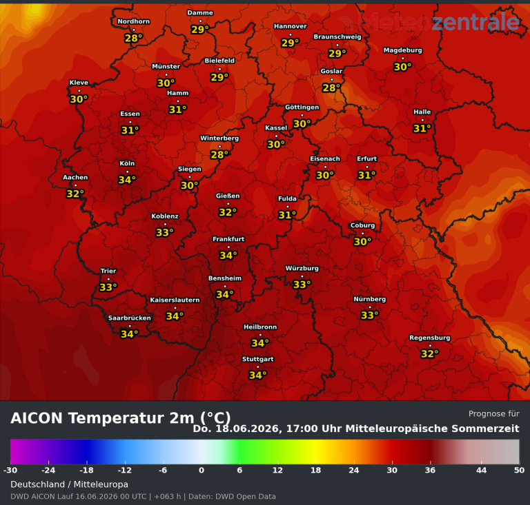 Die Woche bringt einen klaren Wetterwechsel: Erst bleibt es am Dienstag noch gewittrig und regional unruhig, danach setzt sich deutlich wärmere bis heiße Sommerluft durch. Frankfurt und Stuttgart zeigen im Trend sehr deutlich, wie kräftig die Hitze zur Wochenmitte und zum Wochenende werden kann. Kiel zeigt gleichzeitig, dass der Sommer nicht überall gleich stark aufdreht.